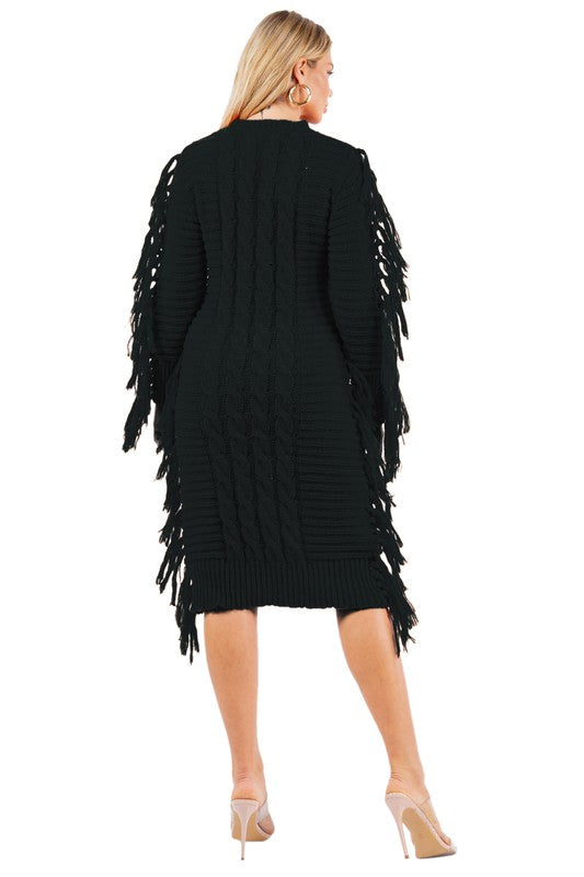 Black Multi Tassel Sweater Dress king-general-store-5710.myshopify.com