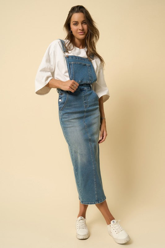 Medium Wash Denim Overall Skirt