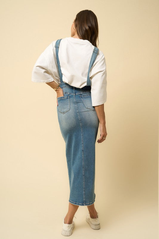 Medium Wash Denim Overall Skirt