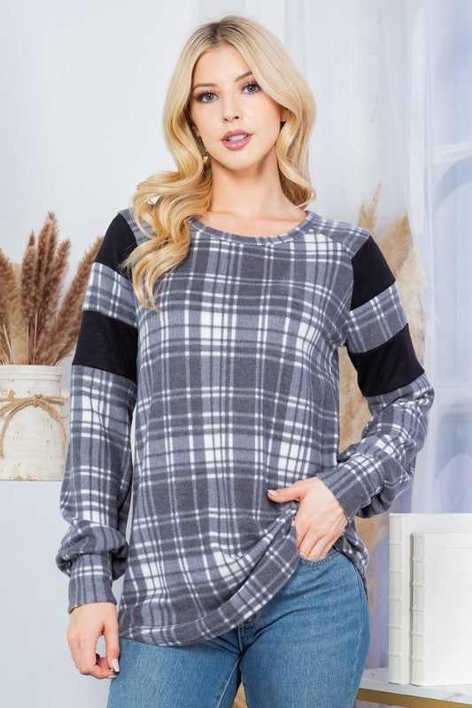 Charcoal Plaid Pullover Sweater king-general-store-5710.myshopify.com