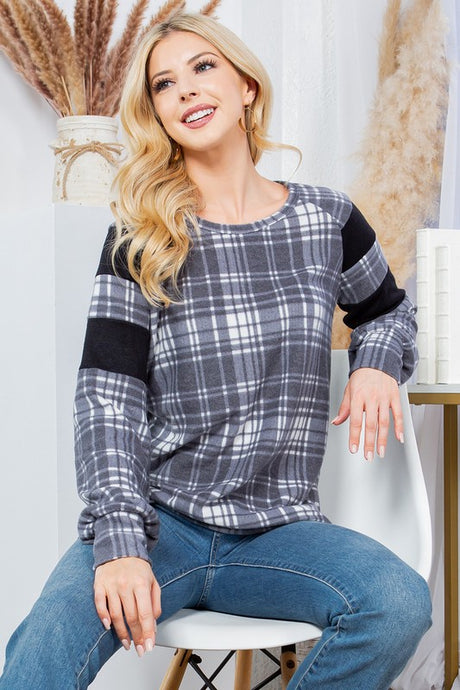 Charcoal Plaid Pullover Sweater king-general-store-5710.myshopify.com