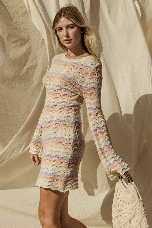 Round Neck Bell Sleeve Sweater Dress king-general-store-5710.myshopify.com