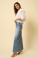 High Rise Flared Maxi Skirt