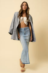 Light Denim Mermaid Maxi Skirt