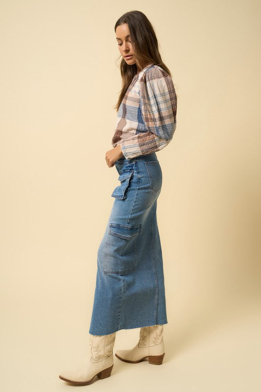 Super Maxi Denim Cargo Skirt