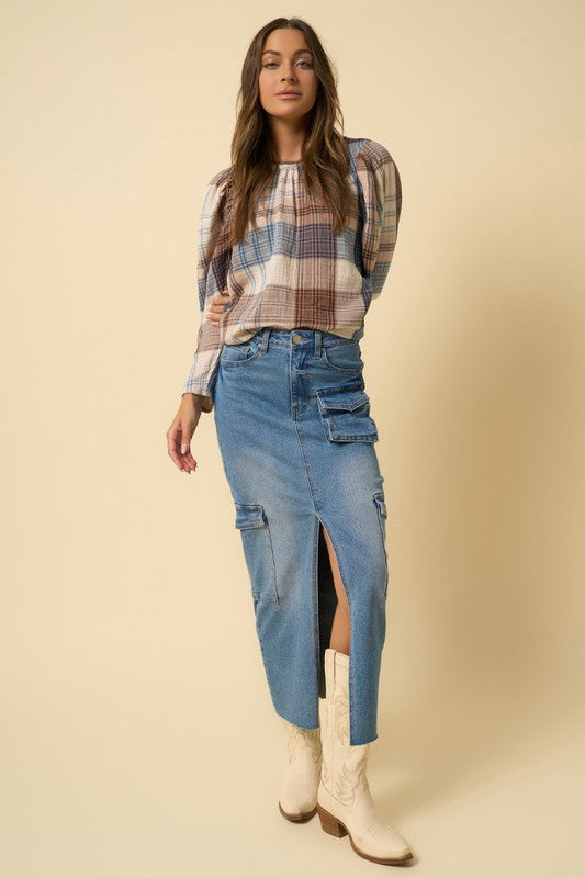 Super Maxi Denim Cargo Skirt