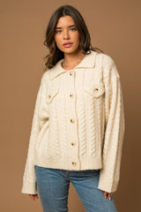 Collared Cable Sweater Cardigan king-general-store-5710.myshopify.com