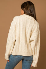 Collared Cable Sweater Cardigan king-general-store-5710.myshopify.com