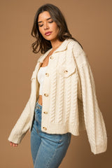 Collared Cable Sweater Cardigan king-general-store-5710.myshopify.com
