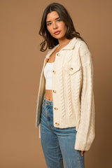 Collared Cable Sweater Cardigan king-general-store-5710.myshopify.com