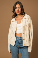 Collared Cable Sweater Cardigan king-general-store-5710.myshopify.com