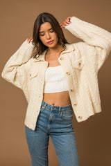 Collared Cable Sweater Cardigan king-general-store-5710.myshopify.com