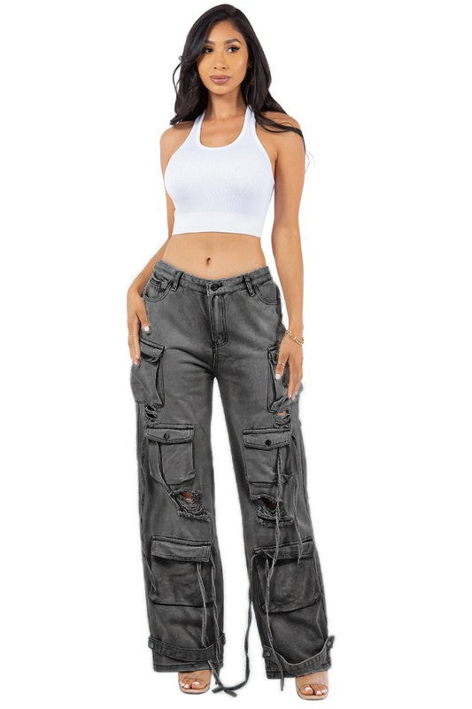 Oversize Cargo Style Denim Jean Pants king-general-store-5710.myshopify.com