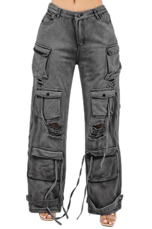 Oversize Cargo Style Denim Jean Pants king-general-store-5710.myshopify.com