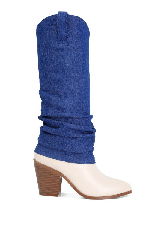 Fab Cowboy Boots With Denim Sleeve Detail king-general-store-5710.myshopify.com