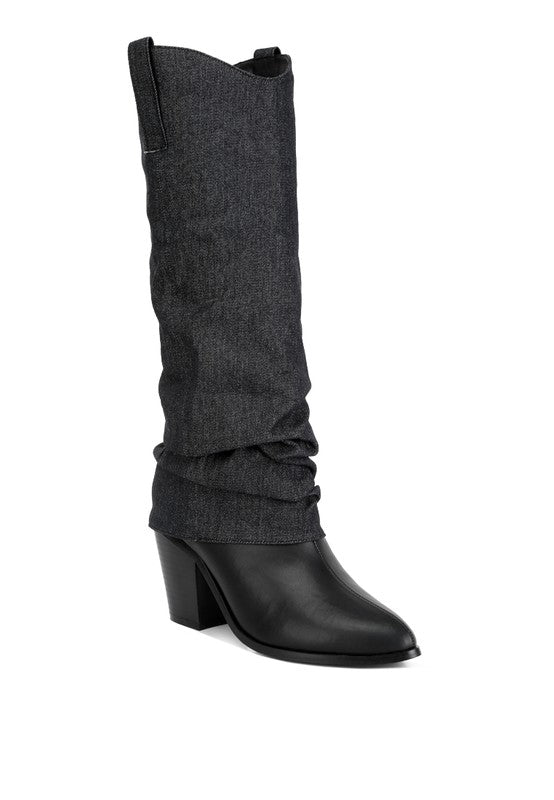 Fab Cowboy Boots With Denim Sleeve Detail king-general-store-5710.myshopify.com