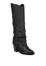 Fab Cowboy Boots With Denim Sleeve Detail king-general-store-5710.myshopify.com