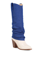 Fab Cowboy Boots With Denim Sleeve Detail king-general-store-5710.myshopify.com