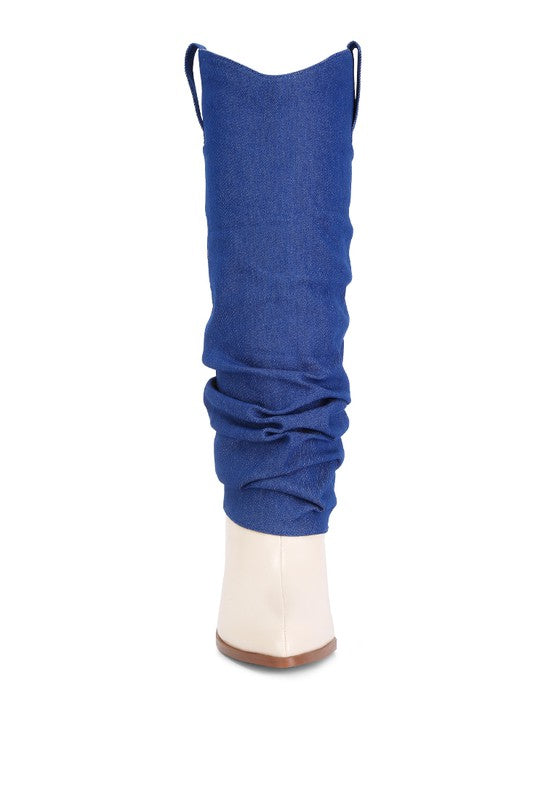 Fab Cowboy Boots With Denim Sleeve Detail king-general-store-5710.myshopify.com