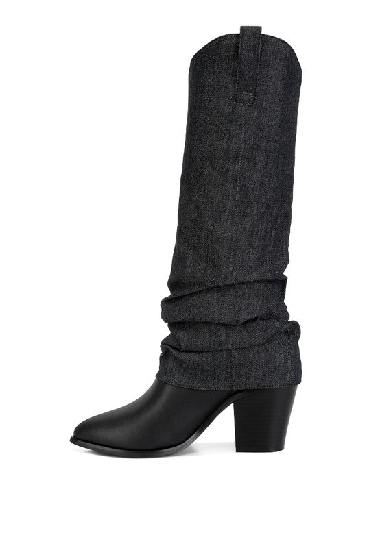 Fab Cowboy Boots With Denim Sleeve Detail king-general-store-5710.myshopify.com