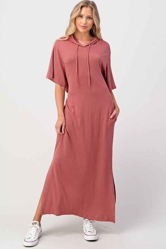 Rose Hooded Maxi Lounge Dress