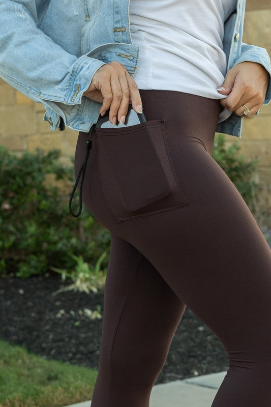 Brown Solid Full Length Leggings king-general-store-5710.myshopify.com