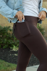 Brown Solid Full Length Leggings king-general-store-5710.myshopify.com