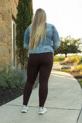 Brown Solid Full Length Leggings king-general-store-5710.myshopify.com