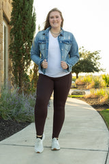 Brown Solid Full Length Leggings king-general-store-5710.myshopify.com