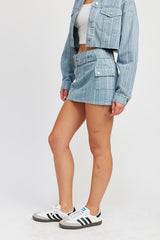 Belted Denim Mini Skirt king-general-store-5710.myshopify.com