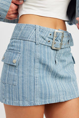 Belted Denim Mini Skirt king-general-store-5710.myshopify.com