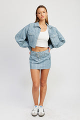 Belted Denim Mini Skirt king-general-store-5710.myshopify.com