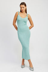 Teal Rosette Detail Strap Maxi Dress king-general-store-5710.myshopify.com