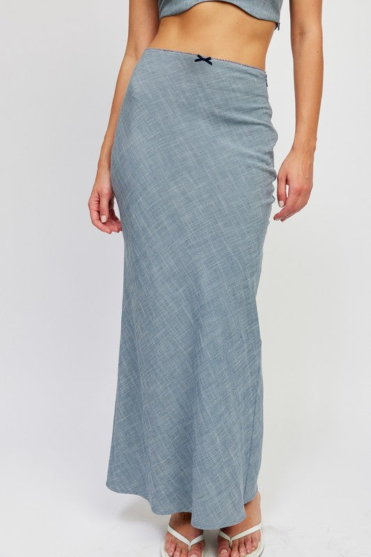 Chambray High Waist Bias Maxi Skirt king-general-store-5710.myshopify.com