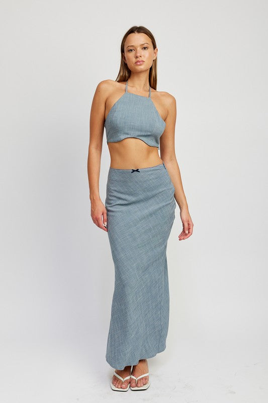 Chambray High Waist Bias Maxi Skirt king-general-store-5710.myshopify.com