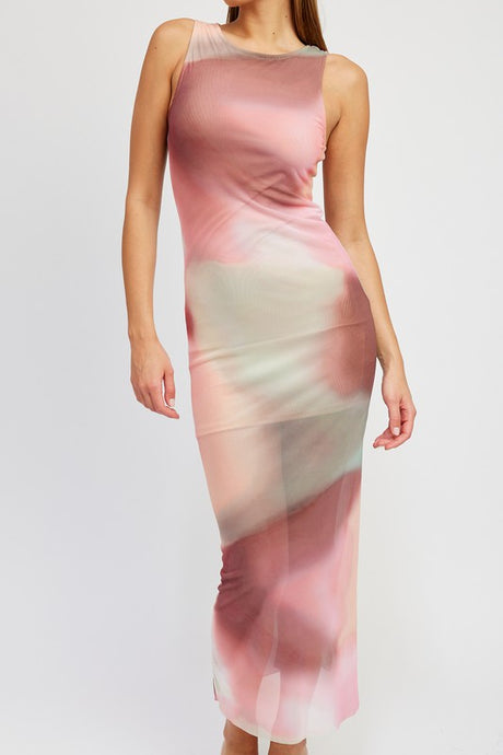Pink Combo Tie Dye Print Tank Maxi Dress king-general-store-5710.myshopify.com