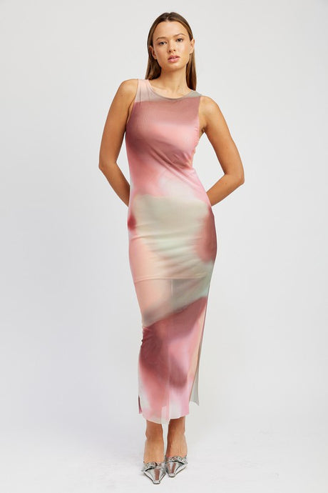 Pink Combo Tie Dye Print Tank Maxi Dress king-general-store-5710.myshopify.com