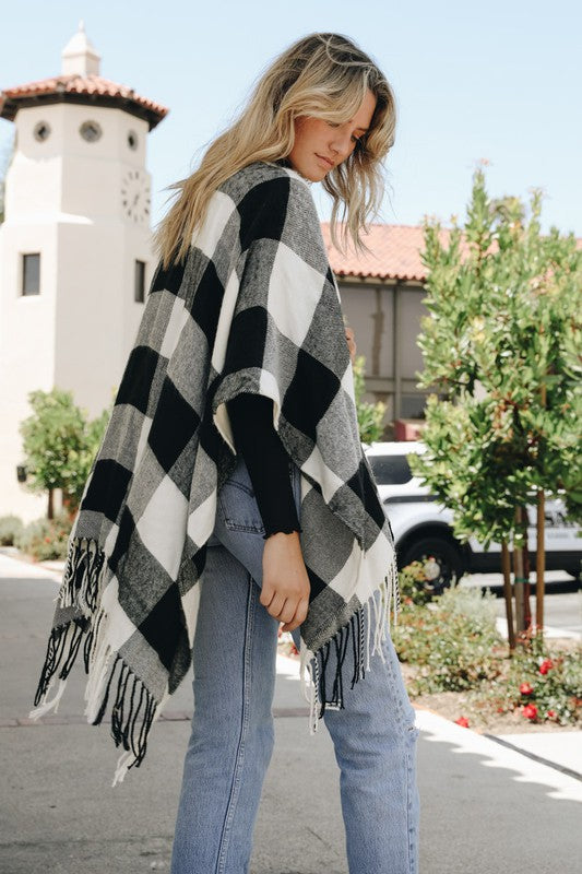 Buffalo Check Tassel Poncho king-general-store-5710.myshopify.com