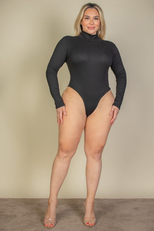 Plus Size Ribbed Turtle Neck Long Sleeve Bodysuit king-general-store-5710.myshopify.com