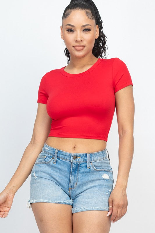 Short Sleeve Roundneck Crop Top king-general-store-5710.myshopify.com