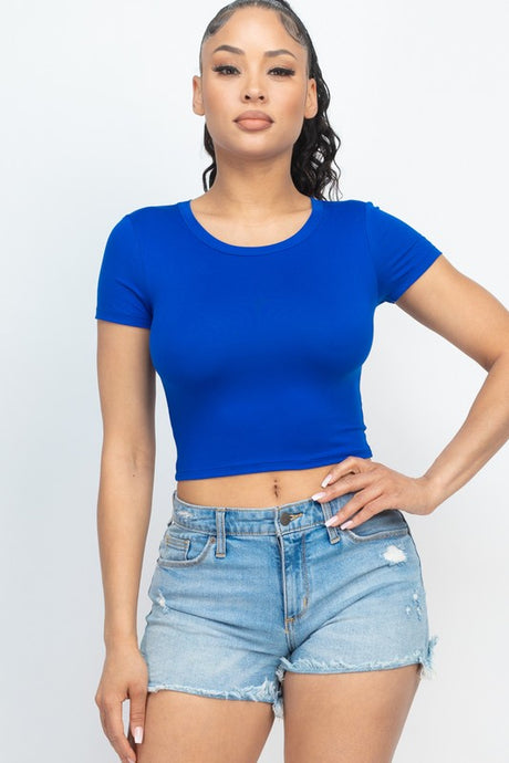 Short Sleeve Roundneck Crop Top king-general-store-5710.myshopify.com