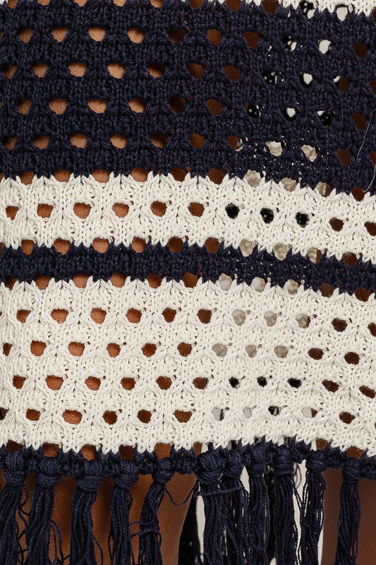 Sleeveless Crochet Effect Sweater Midi Dress