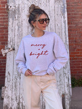 Cursive Merry and Bright Graphic 50/50 Sweatshirt king-general-store-5710.myshopify.com