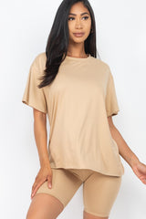 Loose Fit Oversize Top & Bike Shorts Set king-general-store-5710.myshopify.com