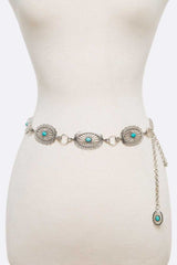 Oval Turquoise Concho Chain Belt