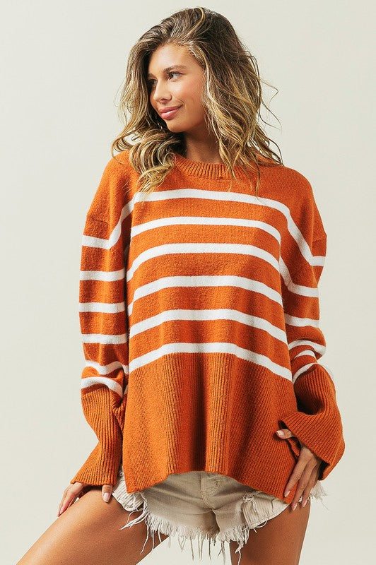 Ribbed Hem Stripe Sweater king-general-store-5710.myshopify.com