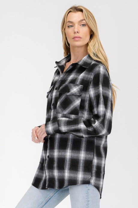 Boyfriend Fit Checker Plaid Flannel Long Sleeve king-general-store-5710.myshopify.com