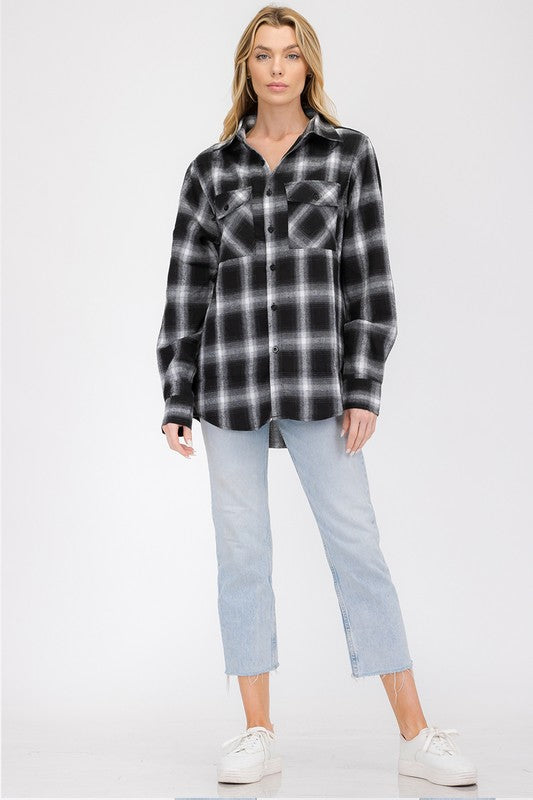 Boyfriend Fit Checker Plaid Flannel Long Sleeve king-general-store-5710.myshopify.com