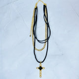 Layered Black Rose Cross Necklace king-general-store-5710.myshopify.com