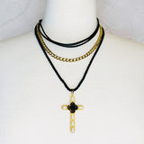 Layered Black Rose Cross Necklace king-general-store-5710.myshopify.com